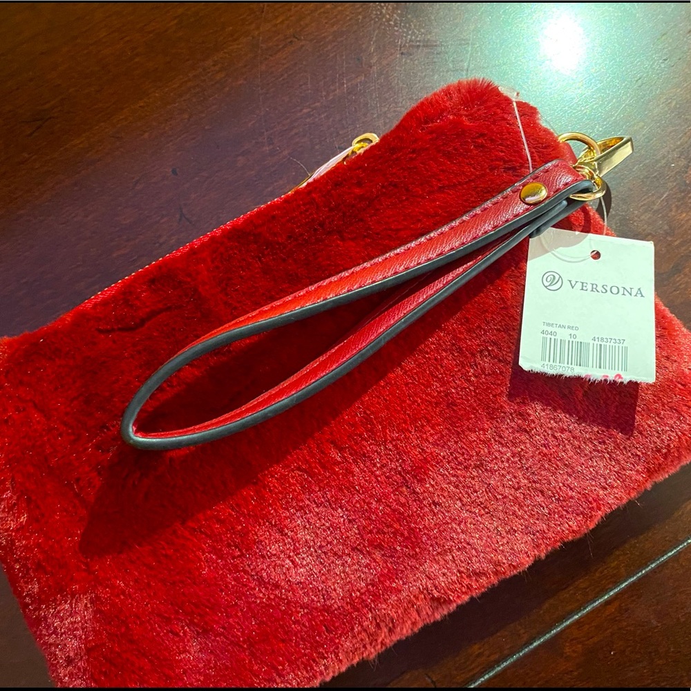 Tibetan Red faux fur clutch